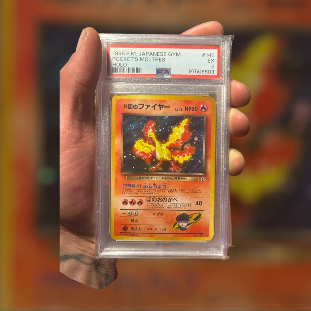 1998 Japanese Gym Rocket's Moltres Holo Card
